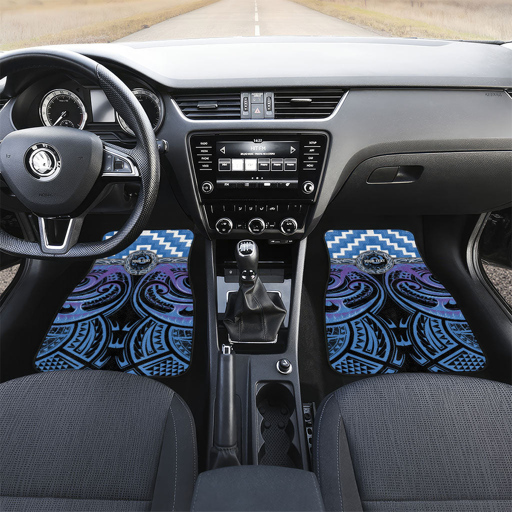 Aotearoa Ngaruahine Personalised Car Mats Maori Iwi Poutama Puhoro Tattoo LT14 Set 2pcs - Front Blue - Polynesian Pride