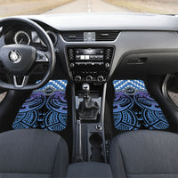Aotearoa Ngaruahine Personalised Car Mats Maori Iwi Poutama Puhoro Tattoo LT14 Set 2pcs - Front Blue - Polynesian Pride