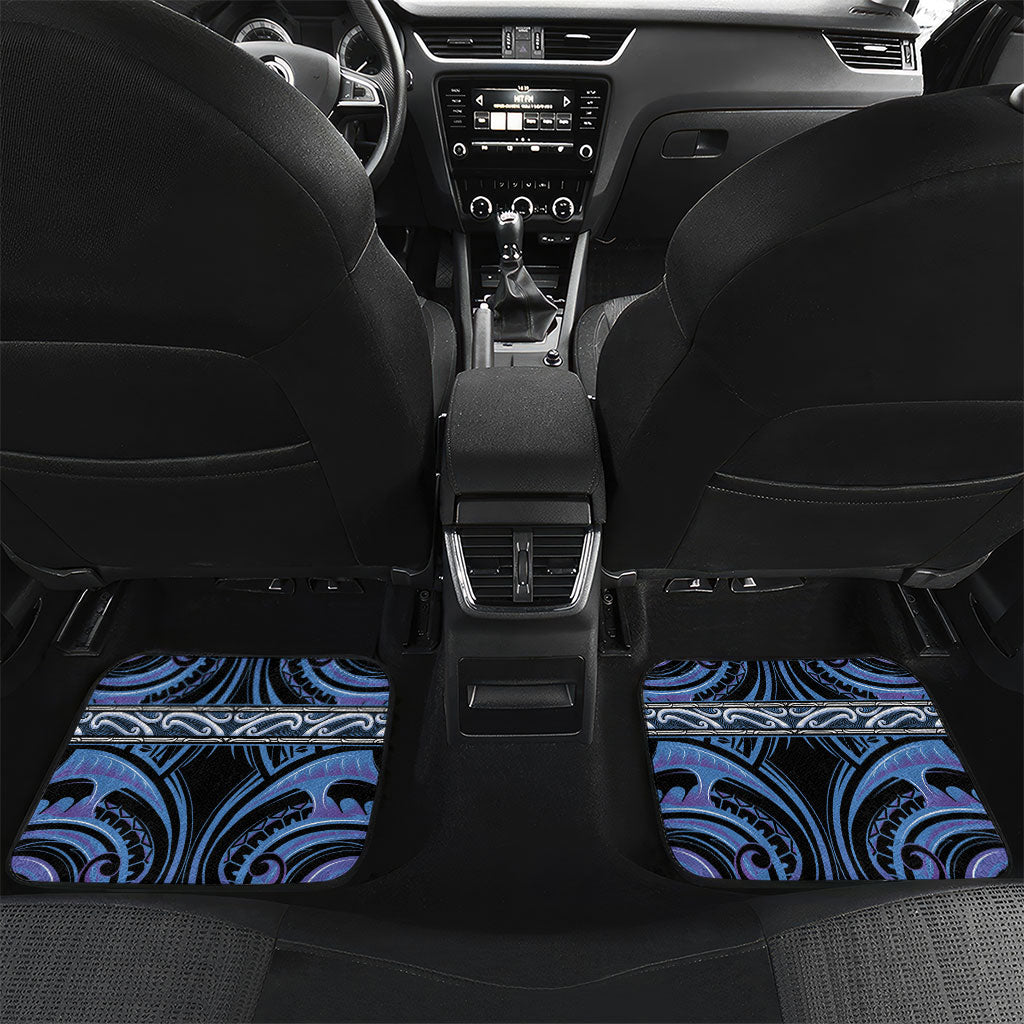 Aotearoa Ngaruahine Personalised Car Mats Maori Iwi Poutama Puhoro Tattoo LT14 Set 2pcs - Back Blue - Polynesian Pride