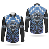 Aotearoa Ngaruahine Personalised Couples Matching Off Shoulder Maxi Dress and Long Sleeve Button Shirt Maori Iwi Poutama Puhoro Tattoo LT14 - Polynesian Pride