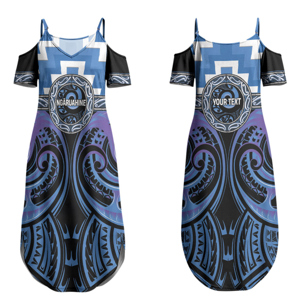Aotearoa Ngaruahine Personalised Couples Matching Summer Maxi Dress and Long Sleeve Button Shirt Maori Iwi Poutama Puhoro Tattoo LT14 - Polynesian Pride