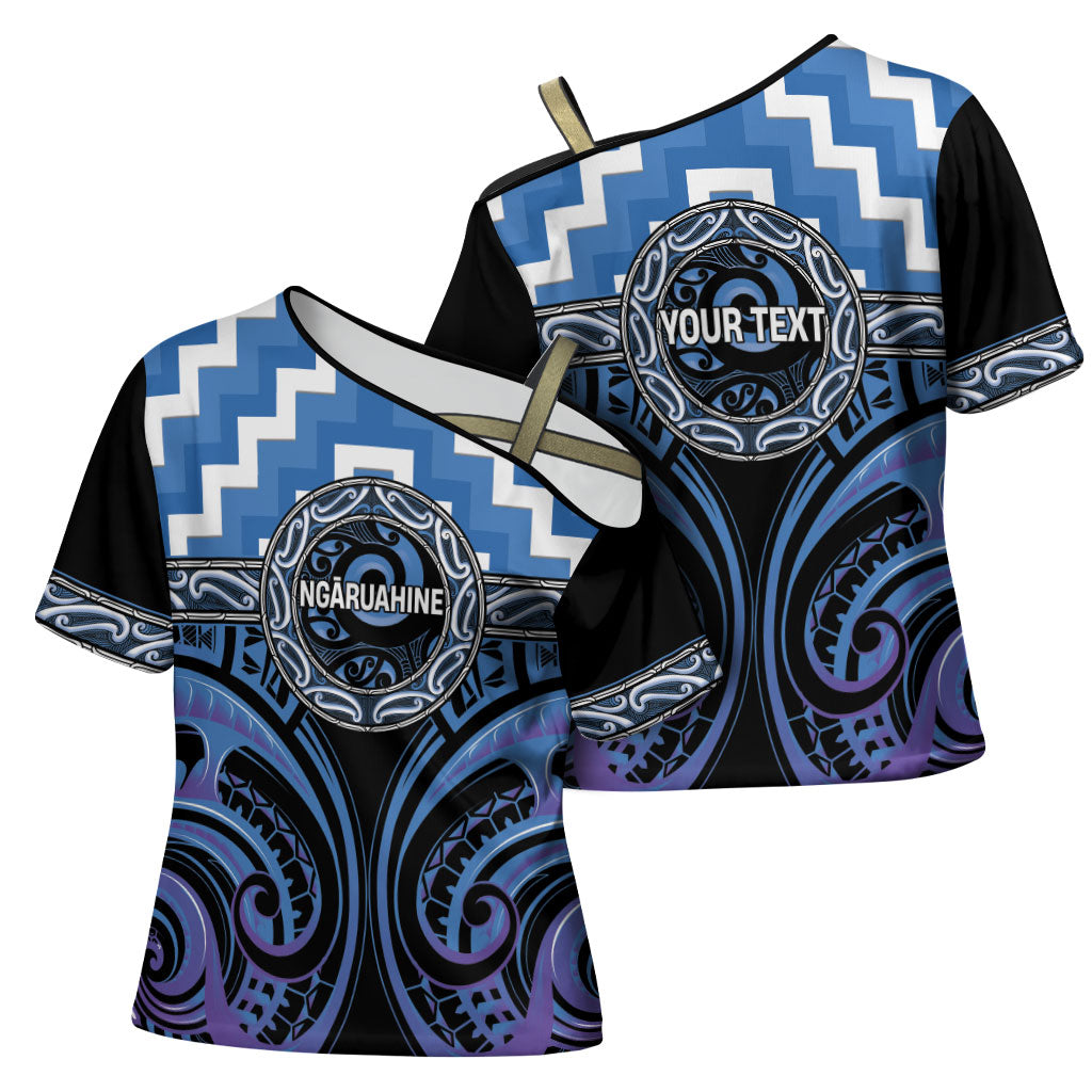 Aotearoa Ngaruahine Personalised Cross Shoulder Shirt Maori Iwi Poutama Puhoro Tattoo LT14 - Polynesian Pride
