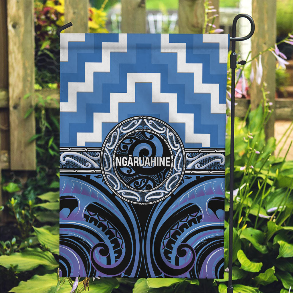 Aotearoa Ngaruahine Garden Flag Maori Iwi Poutama Puhoro Tattoo LT14 Garden Flag Blue - Polynesian Pride