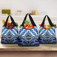 Aotearoa Ngaruahine Grocery Bag Maori Iwi Poutama Puhoro Tattoo LT14 3-pack One Size Blue - Polynesian Pride