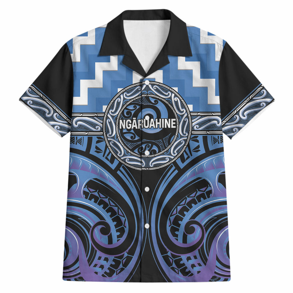 Aotearoa Ngaruahine Personalised Hawaiian Shirt Maori Iwi Poutama Puhoro Tattoo LT14 Blue - Polynesian Pride