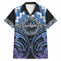 Aotearoa Ngaruahine Personalised Hawaiian Shirt Maori Iwi Poutama Puhoro Tattoo LT14 Blue - Polynesian Pride