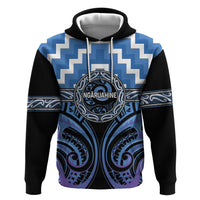 Aotearoa Ngaruahine Personalised Hoodie Maori Iwi Poutama Puhoro Tattoo LT14 Pullover Hoodie Blue - Polynesian Pride