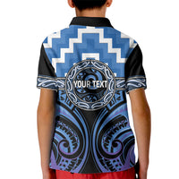 Aotearoa Ngaruahine Personalised Kid Polo Shirt Maori Iwi Poutama Puhoro Tattoo LT14 - Polynesian Pride