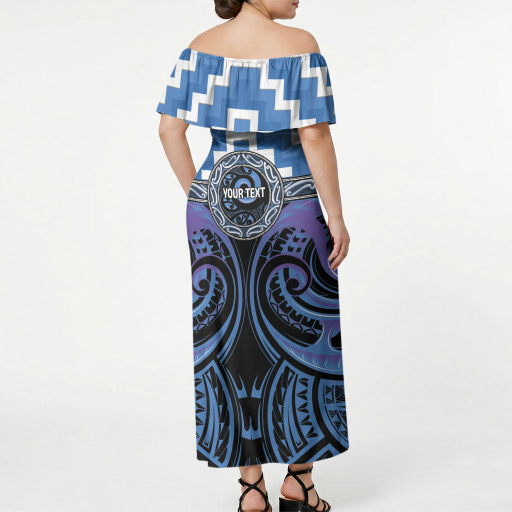 Aotearoa Ngaruahine Personalised Off Shoulder Maxi Dress Maori Iwi Poutama Puhoro Tattoo LT14 - Polynesian Pride