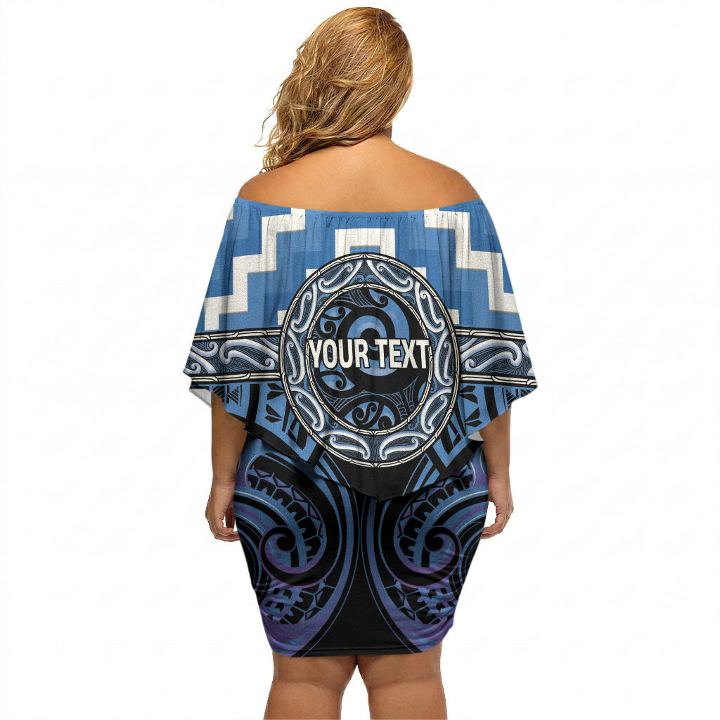 Aotearoa Ngaruahine Personalised Off Shoulder Short Dress Maori Iwi Poutama Puhoro Tattoo LT14 - Polynesian Pride