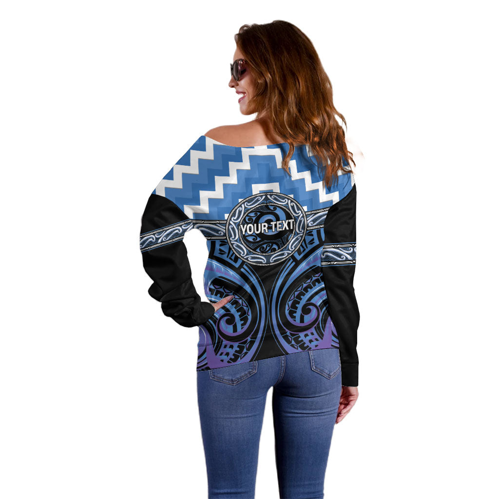 Aotearoa Ngaruahine Personalised Off Shoulder Sweater Maori Iwi Poutama Puhoro Tattoo LT14 - Polynesian Pride
