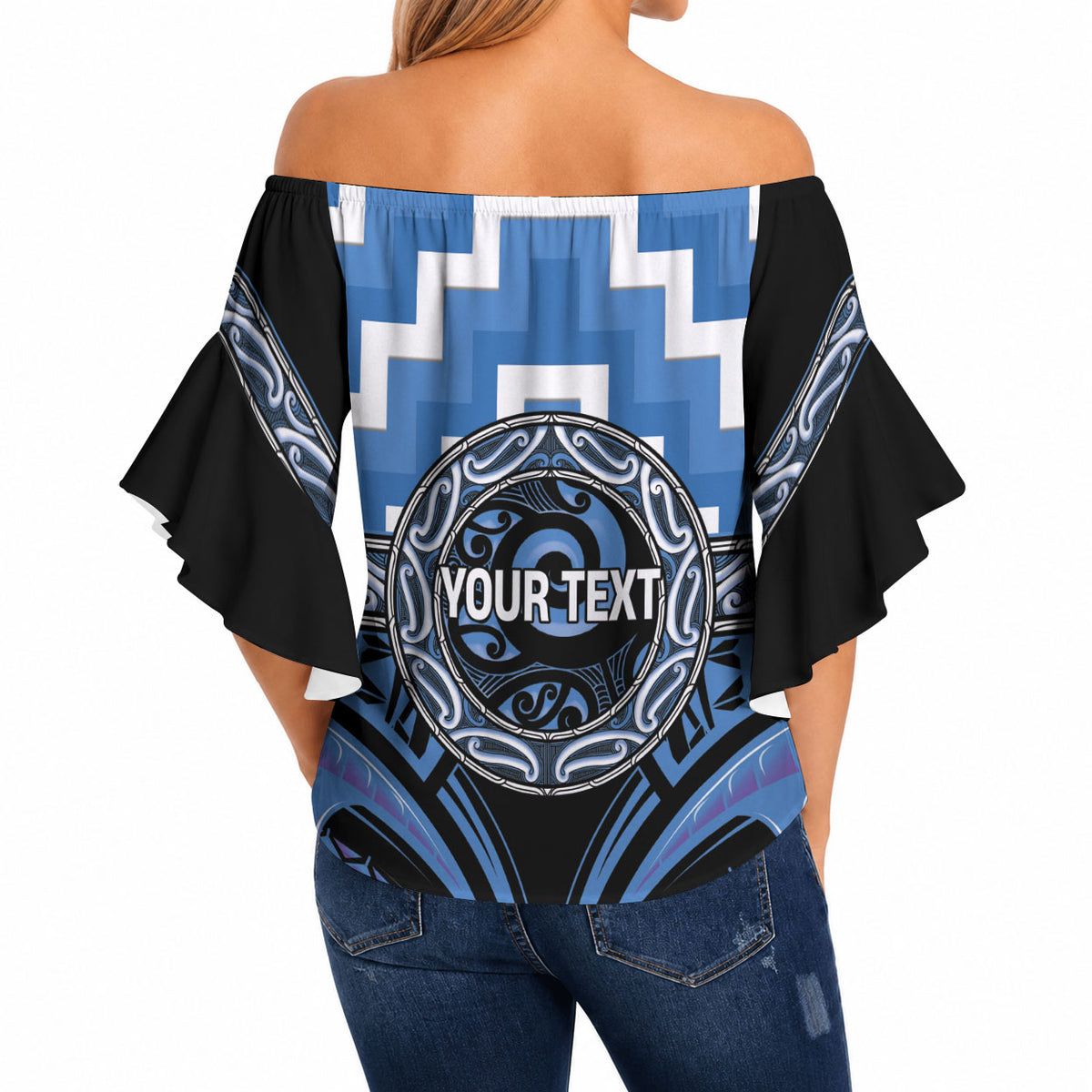 Aotearoa Ngaruahine Personalised Off Shoulder Wrap Waist Top Maori Iwi Poutama Puhoro Tattoo LT14 - Polynesian Pride