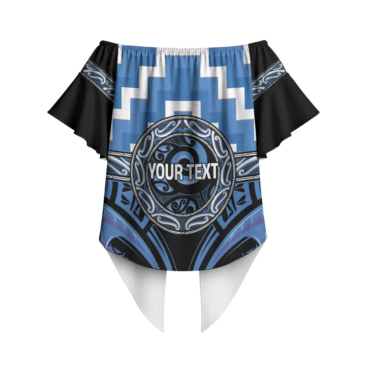 Aotearoa Ngaruahine Personalised Off Shoulder Wrap Waist Top Maori Iwi Poutama Puhoro Tattoo LT14 - Polynesian Pride