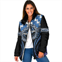 Aotearoa Ngaruahine Personalised Padded Jacket Maori Iwi Poutama Puhoro Tattoo LT14 Women Blue - Polynesian Pride