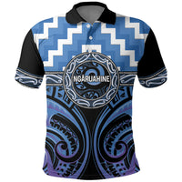 Aotearoa Ngaruahine Personalised Polo Shirt Maori Iwi Poutama Puhoro Tattoo LT14 Blue - Polynesian Pride