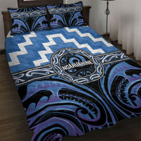 Aotearoa Ngaruahine Quilt Bed Set Maori Iwi Poutama Puhoro Tattoo LT14 Blue - Polynesian Pride