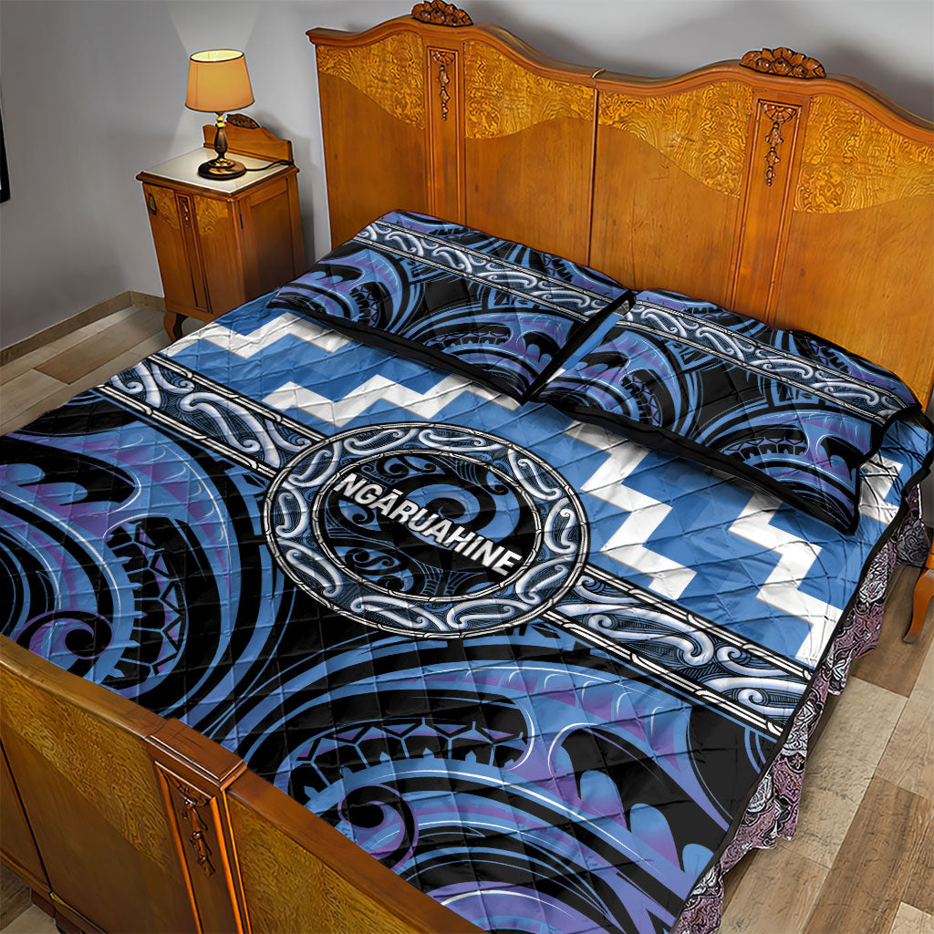 Aotearoa Ngaruahine Quilt Bed Set Maori Iwi Poutama Puhoro Tattoo LT14 - Polynesian Pride