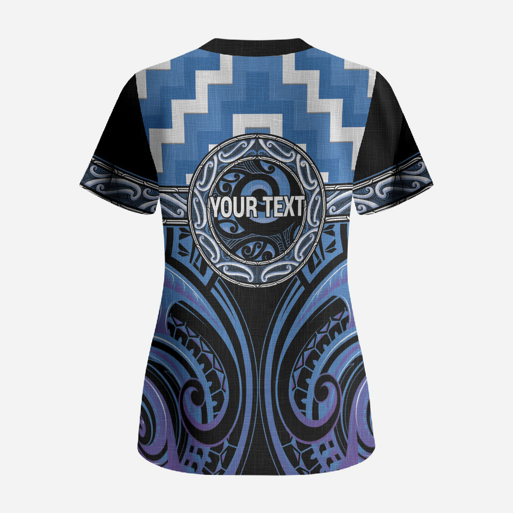 Aotearoa Ngaruahine Personalised Scrub Top Maori Iwi Poutama Puhoro Tattoo LT14 - Polynesian Pride