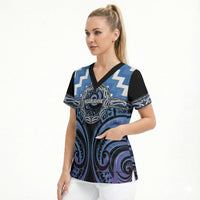 Aotearoa Ngaruahine Personalised Scrub Top Maori Iwi Poutama Puhoro Tattoo LT14 - Polynesian Pride