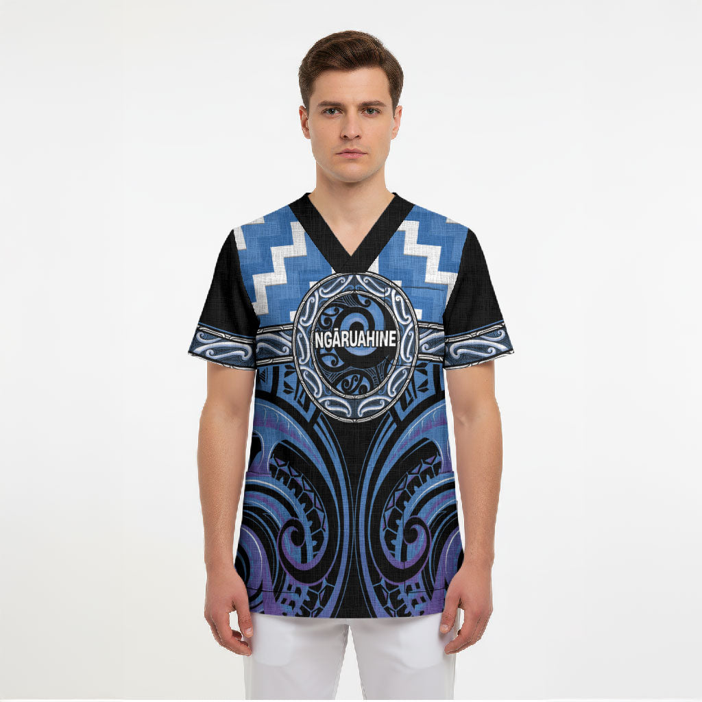Aotearoa Ngaruahine Personalised Scrub Top Maori Iwi Poutama Puhoro Tattoo LT14 - Polynesian Pride