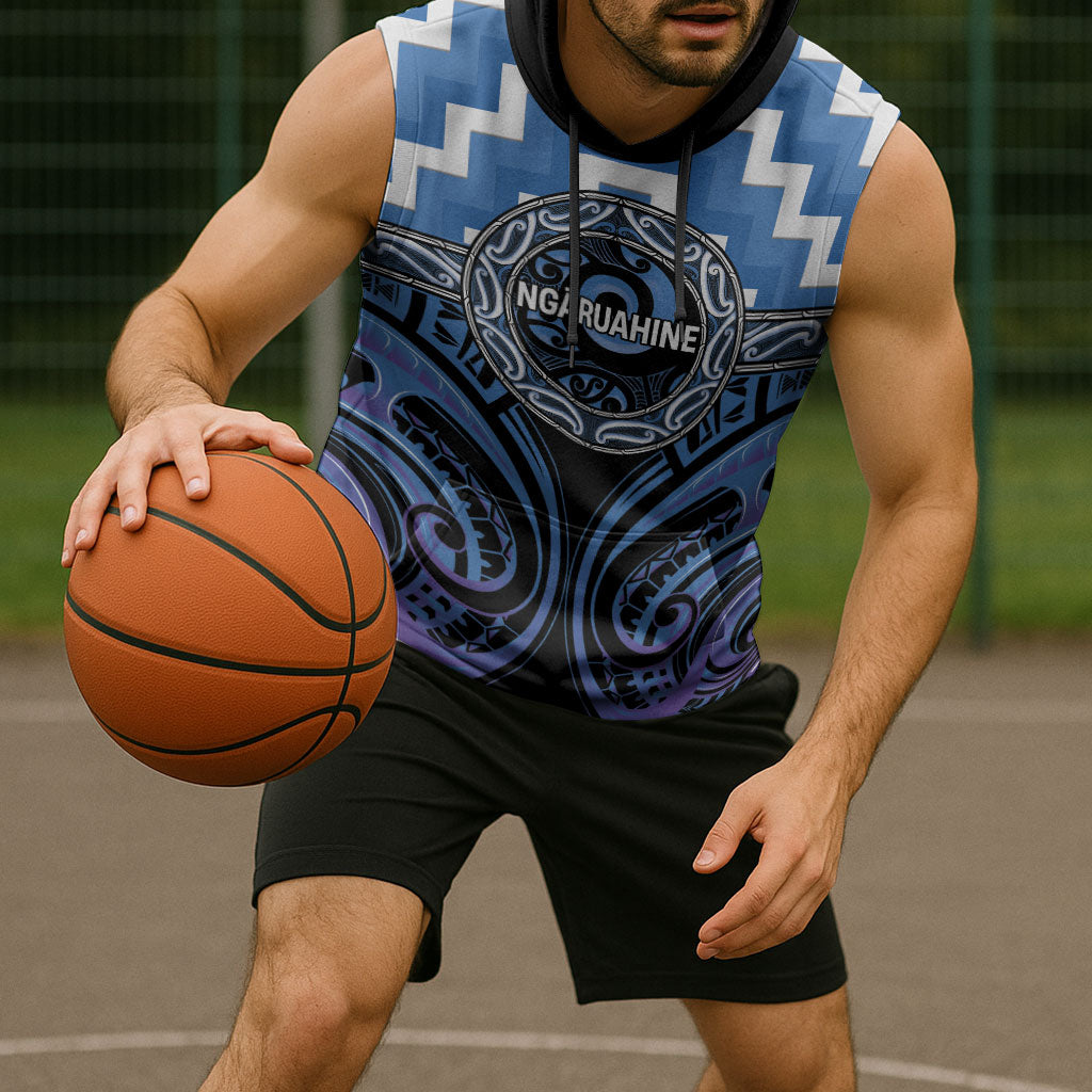 Aotearoa Ngaruahine Personalised Sleeveless Hoodie Maori Iwi Poutama Puhoro Tattoo LT14 - Polynesian Pride