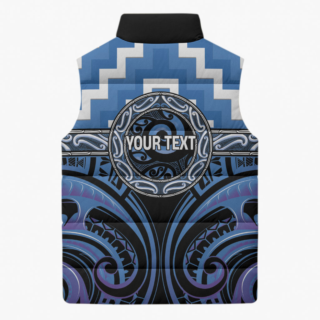 Aotearoa Ngaruahine Personalised Sleeveless Puffer Jacket Maori Iwi Poutama Puhoro Tattoo LT14 - Polynesian Pride