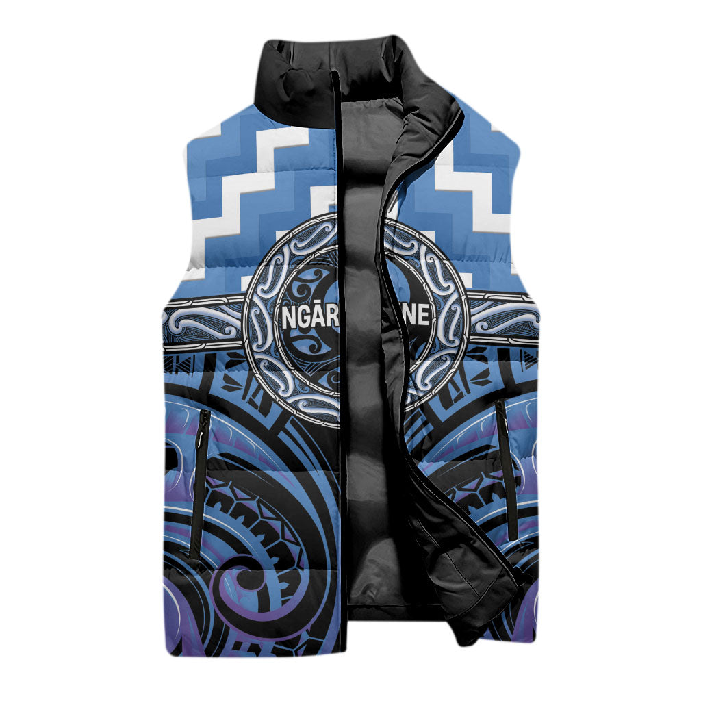 Aotearoa Ngaruahine Personalised Sleeveless Puffer Jacket Maori Iwi Poutama Puhoro Tattoo LT14 - Polynesian Pride