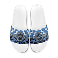 Aotearoa Ngaruahine Slide Sandals Maori Iwi Poutama Puhoro Tattoo LT14 Blue - Polynesian Pride