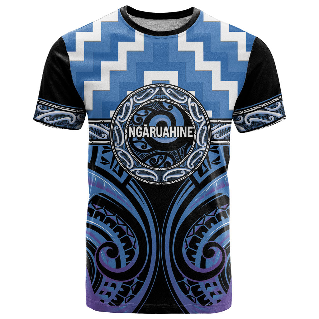 Aotearoa Ngaruahine Personalised T Shirt Maori Iwi Poutama Puhoro Tattoo LT14 Blue - Polynesian Pride