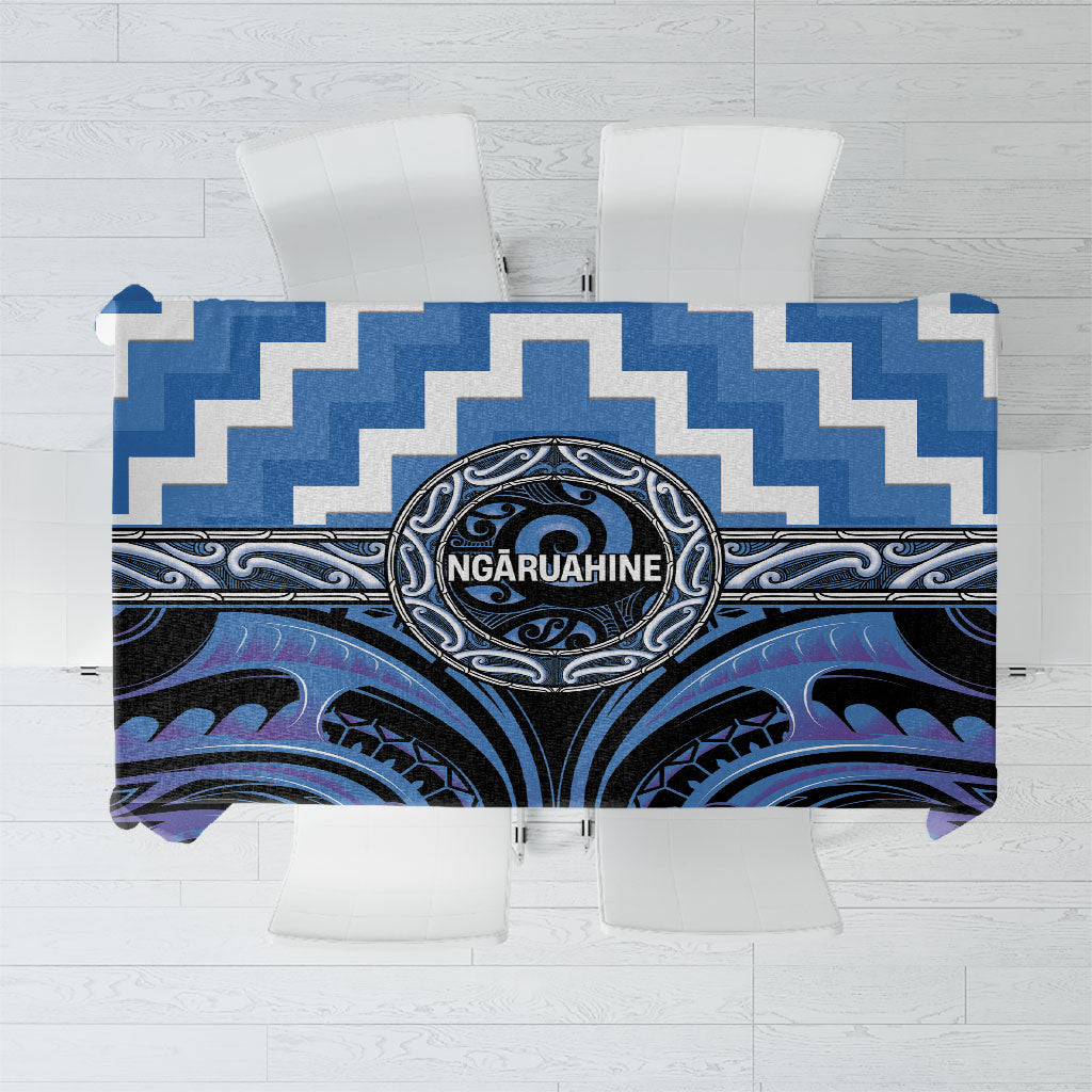 Aotearoa Ngaruahine Tablecloth Maori Iwi Poutama Puhoro Tattoo LT14 Blue - Polynesian Pride