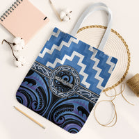 Aotearoa Ngaruahine Tote Bag Maori Iwi Poutama Puhoro Tattoo LT14 White Strap One Size Blue - Polynesian Pride