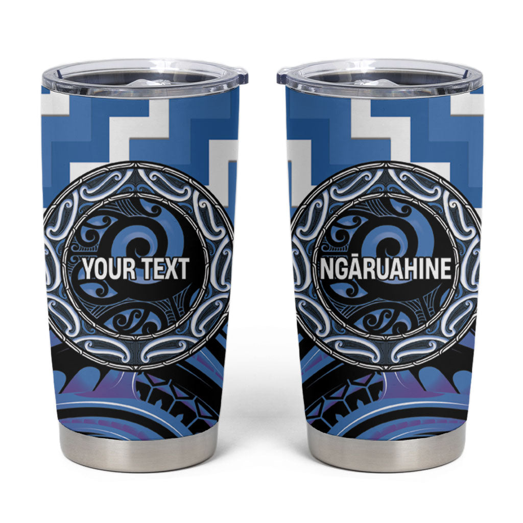 Aotearoa Ngaruahine Personalised Tumbler Cup Maori Iwi Poutama Puhoro Tattoo LT14 Blue - Polynesian Pride