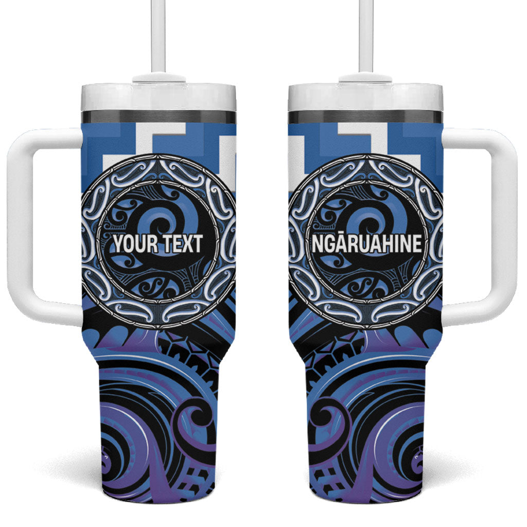 Aotearoa Ngaruahine Personalised Tumbler With Handle Maori Iwi Poutama Puhoro Tattoo LT14 One Size: 40 oz Blue - Polynesian Pride
