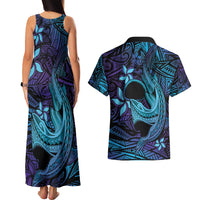 Nukuoro Atoll Couples Matching Tank Maxi Dress and Hawaiian Shirt Polynesian Shark Tattoo Purple Gradient Vibes LT14 - Polynesian Pride