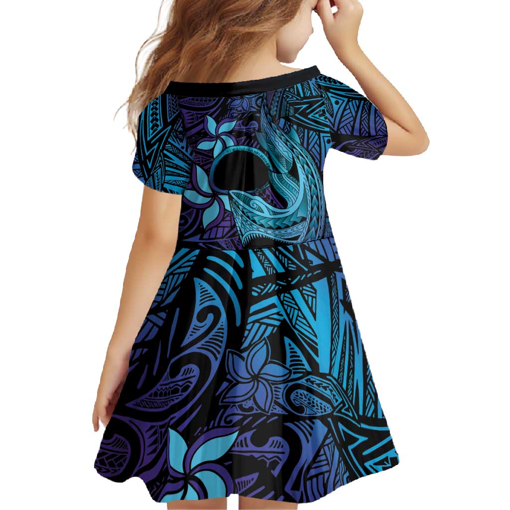 Nukuoro Atoll Family Matching Off Shoulder Maxi Dress and Hawaiian Shirt Polynesian Shark Tattoo Purple Gradient Vibes LT14 - Polynesian Pride