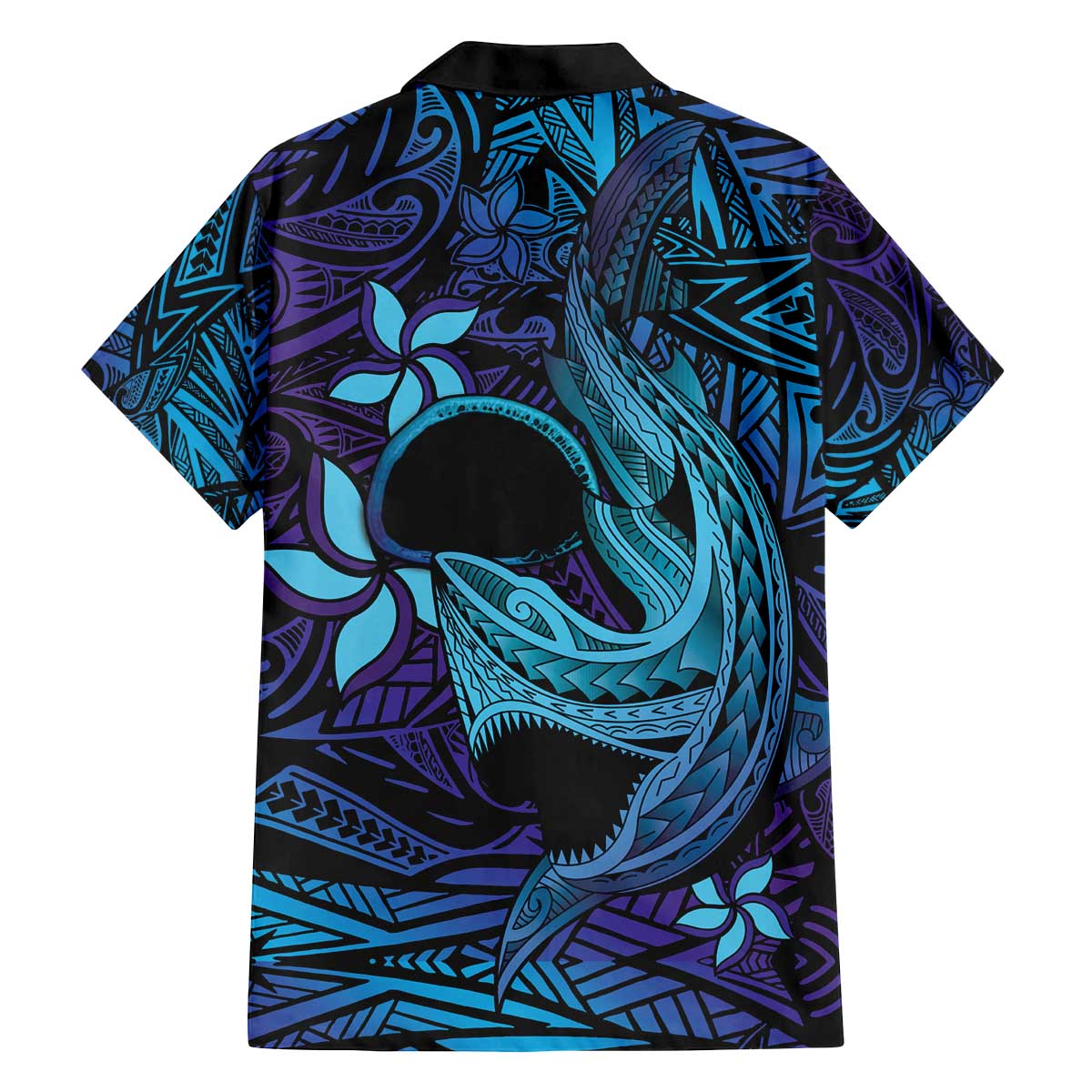 Nukuoro Atoll Family Matching Puletasi and Hawaiian Shirt Polynesian Shark Tattoo Purple Gradient Vibes LT14 - Polynesian Pride