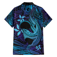 Nukuoro Atoll Family Matching Short Sleeve Bodycon Dress and Hawaiian Shirt Polynesian Shark Tattoo Purple Gradient Vibes LT14 - Polynesian Pride
