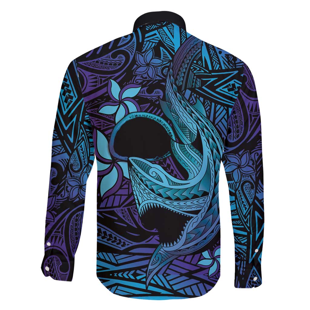 Nukuoro Atoll Family Matching Short Sleeve Bodycon Dress and Hawaiian Shirt Polynesian Shark Tattoo Purple Gradient Vibes LT14 - Polynesian Pride