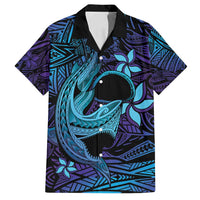Nukuoro Atoll Family Matching Tank Maxi Dress and Hawaiian Shirt Polynesian Shark Tattoo Purple Gradient Vibes LT14 Dad's Shirt - Short Sleeve Purple - Polynesian Pride
