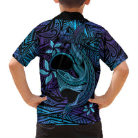 Nukuoro Atoll Kid Hawaiian Shirt Polynesian Shark Tattoo Purple Gradient Vibes