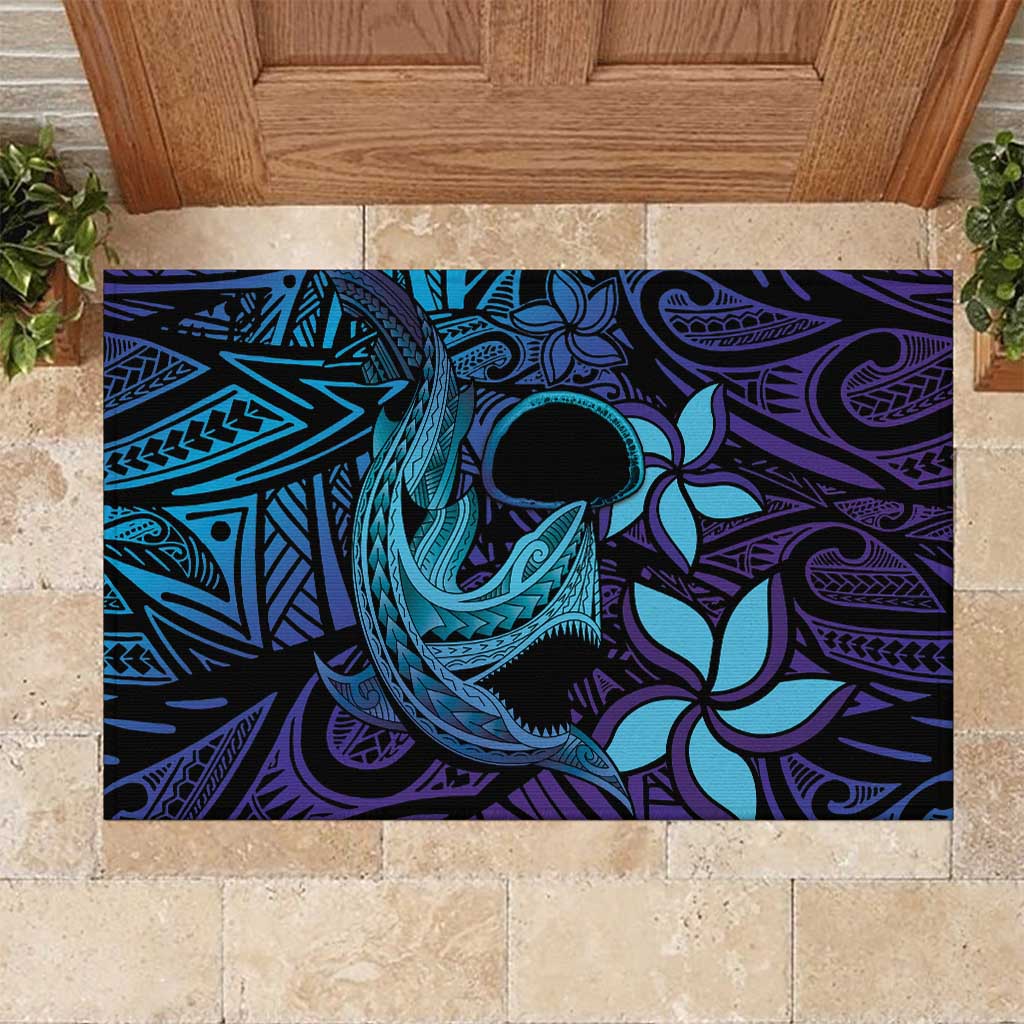 Nukuoro Atoll Rubber Doormat Polynesian Shark Tattoo Purple Gradient Vibes