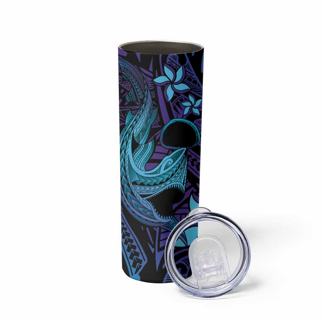 Nukuoro Atoll Skinny Tumbler Polynesian Shark Tattoo Purple Gradient Vibes