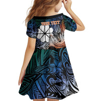 Personalised Kwajalein Atoll Family Matching Off Shoulder Short Dress and Hawaiian Shirt Polynesian Shark Tattoo Gradient Vibes LT14 - Polynesian Pride