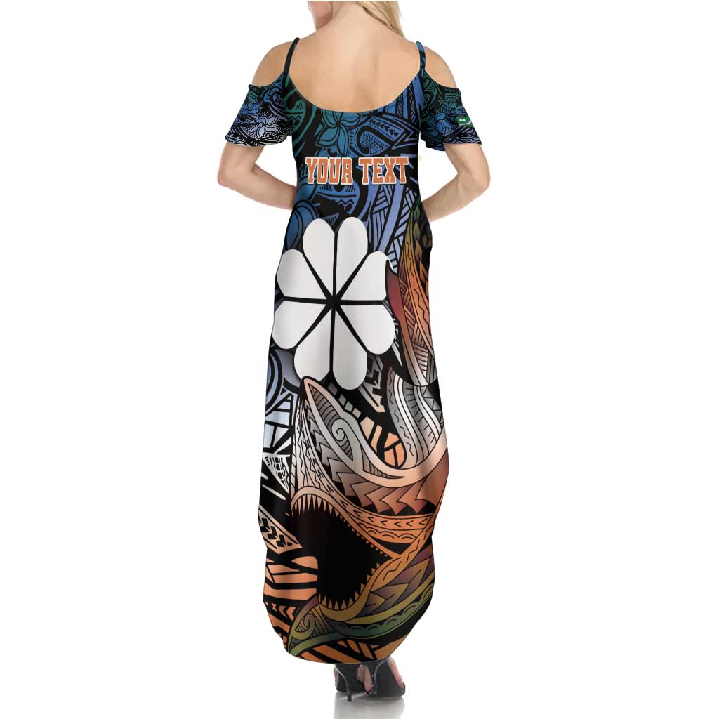 Personalised Kwajalein Atoll Family Matching Summer Maxi Dress and Hawaiian Shirt Polynesian Shark Tattoo Gradient Vibes LT14 - Polynesian Pride