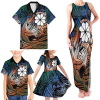 Personalised Kwajalein Atoll Family Matching Tank Maxi Dress and Hawaiian Shirt Polynesian Shark Tattoo Gradient Vibes LT14 - Polynesian Pride