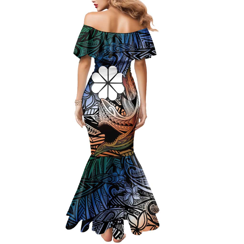 Personalised Kwajalein Atoll Mermaid Dress Polynesian Shark Tattoo Gradient Vibes LT14 - Polynesian Pride