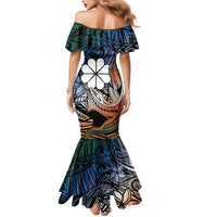 Personalised Kwajalein Atoll Mermaid Dress Polynesian Shark Tattoo Gradient Vibes LT14 - Polynesian Pride