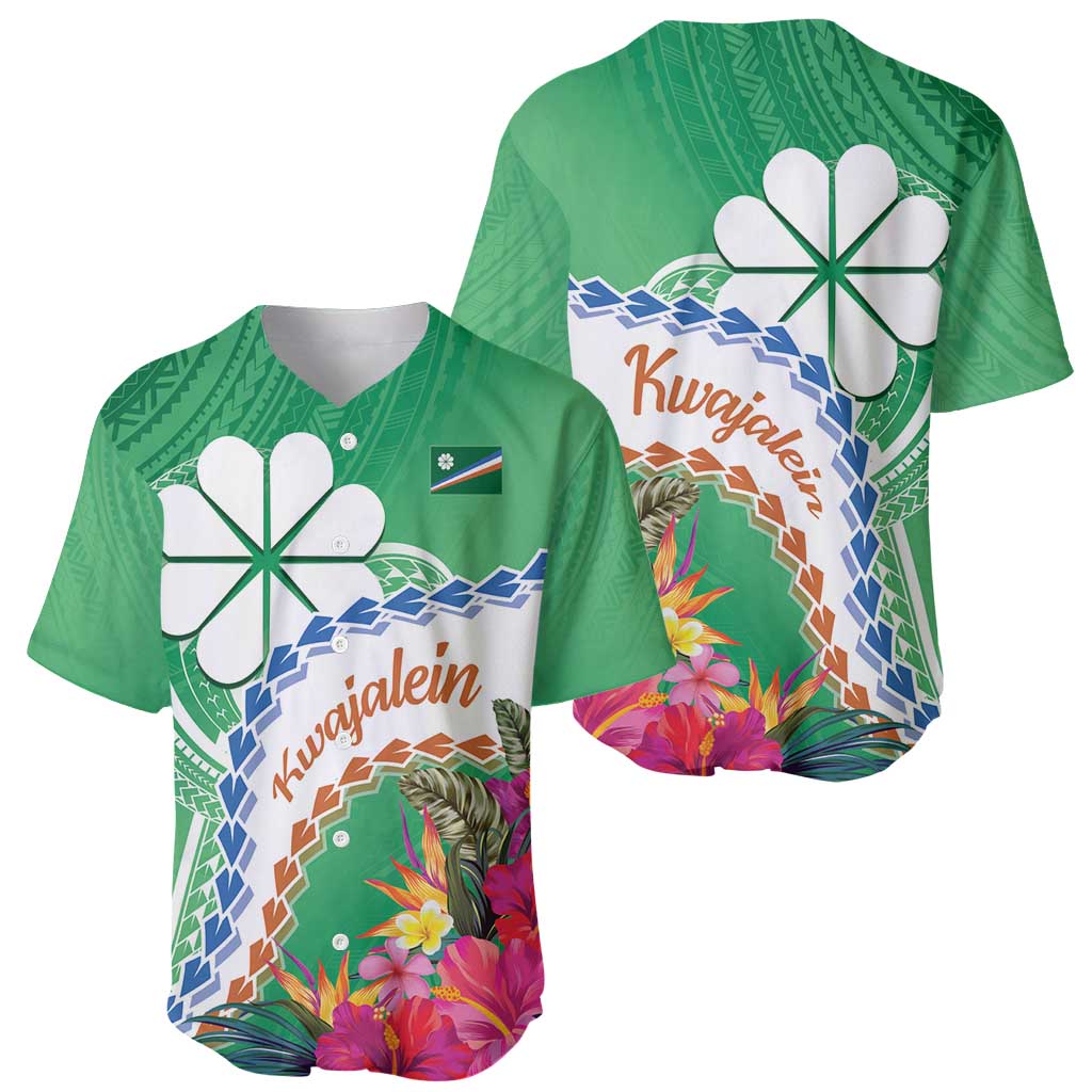 Marshall Islands Kwajalein Atoll Baseball Jersey Curves Polynesian Mix Tropical Flowers LT14 - Polynesian Pride