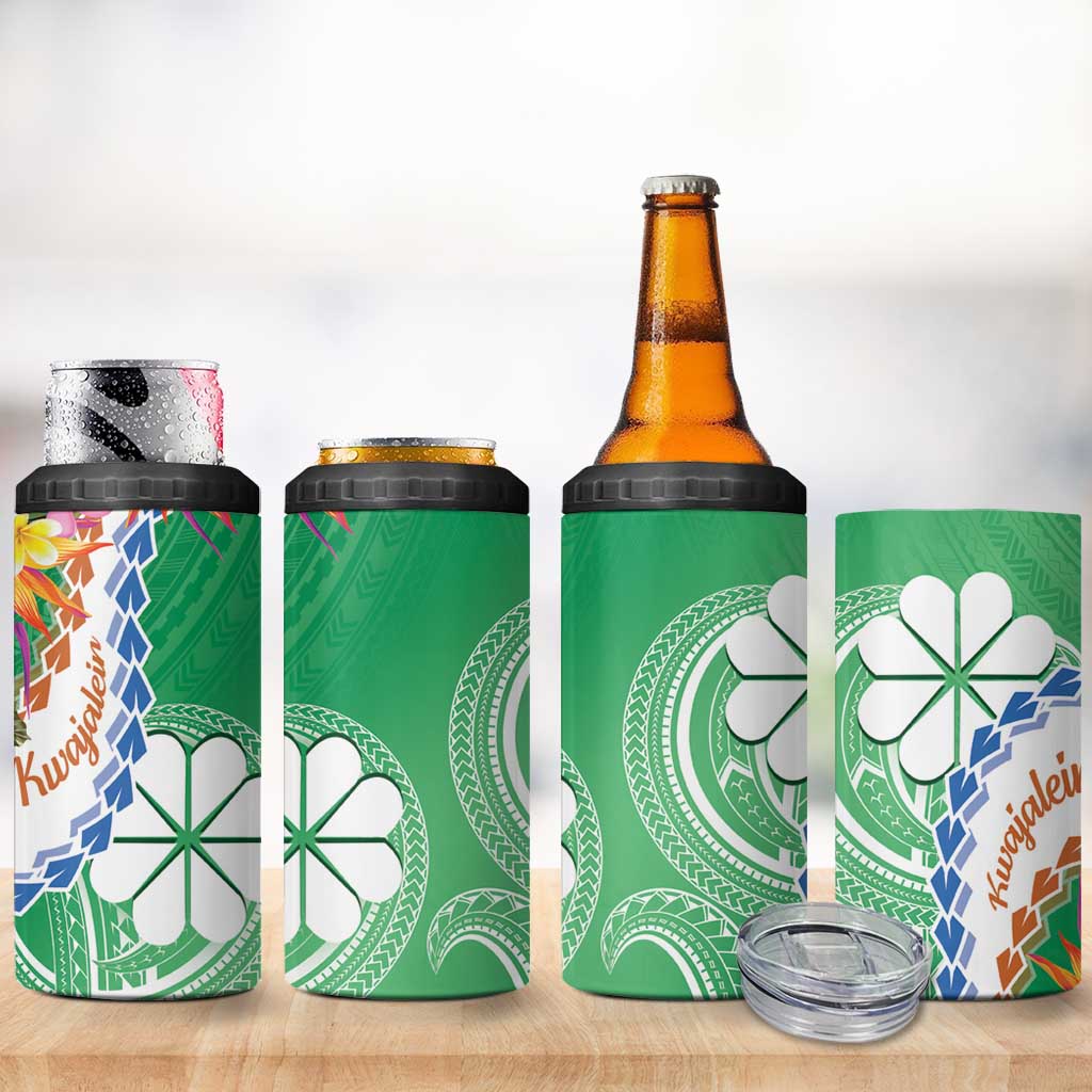 Marshall Islands Kwajalein Atoll 4 in 1 Can Cooler Tumbler Curves Polynesian Mix Tropical Flowers LT14 - Polynesian Pride
