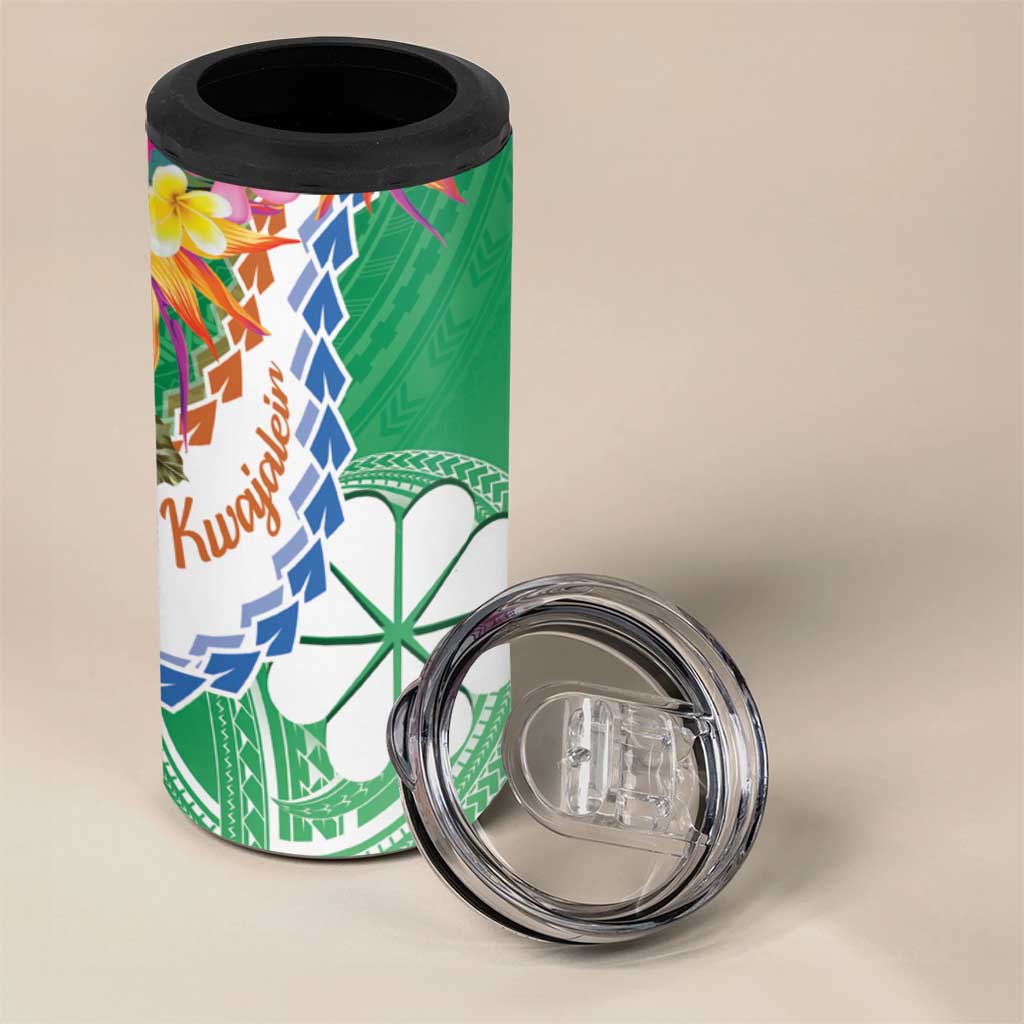 Marshall Islands Kwajalein Atoll 4 in 1 Can Cooler Tumbler Curves Polynesian Mix Tropical Flowers LT14 - Polynesian Pride